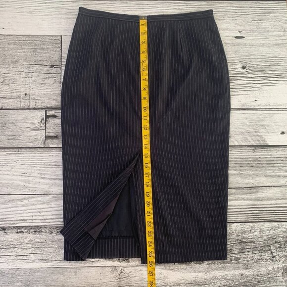 Vintage 90s Holt Renfrew Navy Pinstripe Straight Pencil Skirt - Picture 11 of 12
